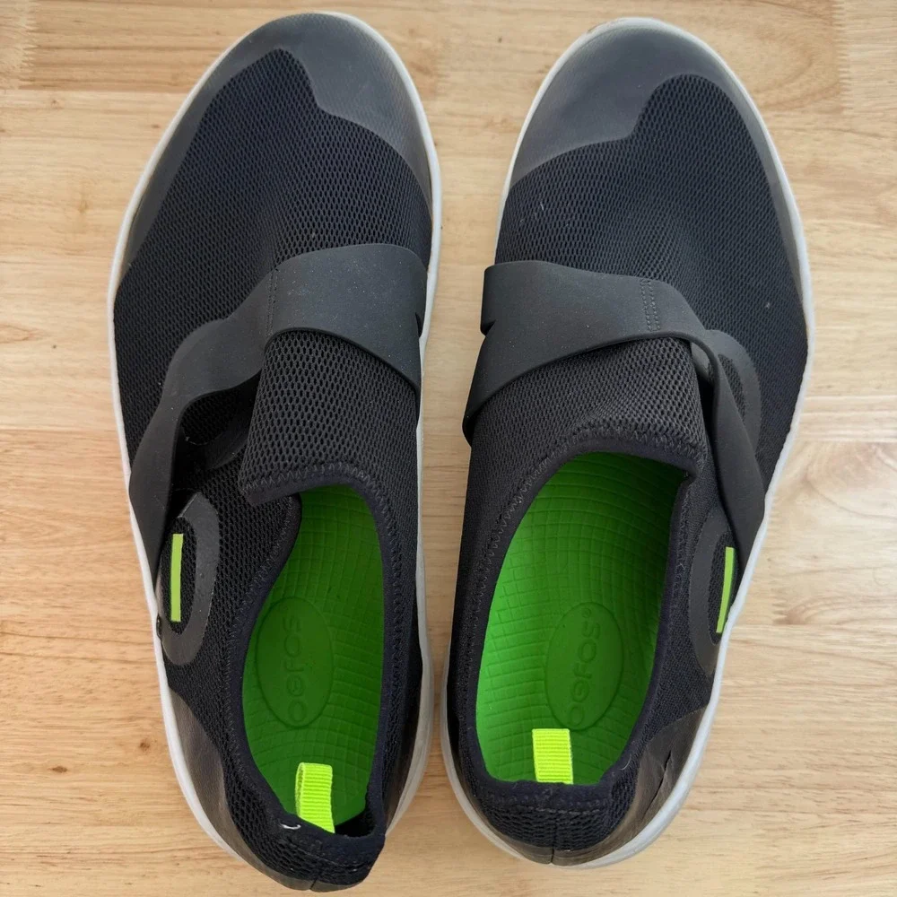 OOFOS OOmg Low Sneakers Men's Black Mesh Slip-On Sport Shoes Comfort -‎ 13